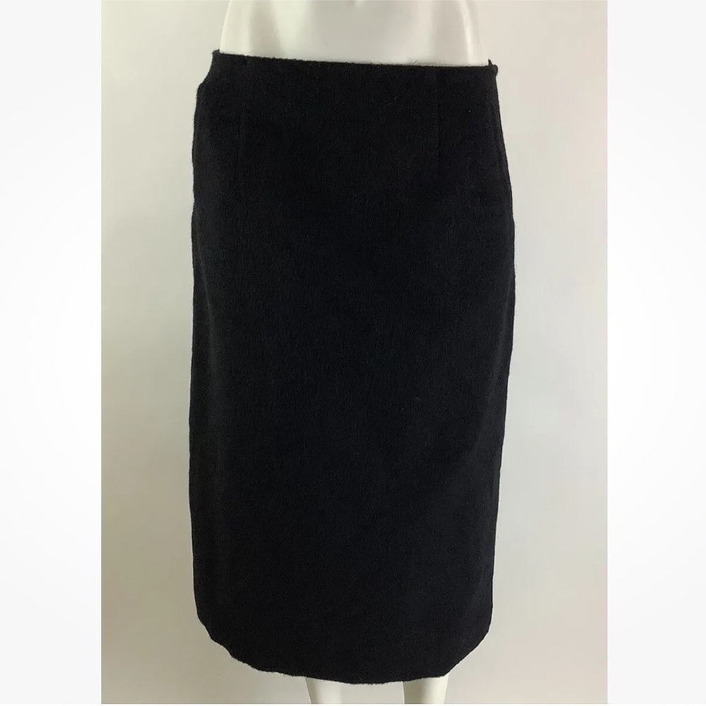 Harve Benard Sz 12 Alpaca Wool A-Line Midi Skirt Black Business Casual Style